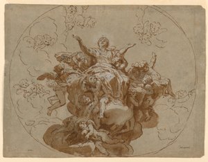 Entwurf für eine Decke mit der Himmelfahrt der Jungfrau von Francesco Trevisani