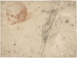 Skizze von Kruzifix und Totenkopf von Francesco Vanni