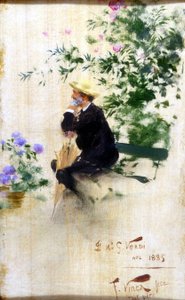 Porträt von Giuseppe Verdi von Vinea Francesco (1845 - 1902). 1885. Museo della Scala, Mailand