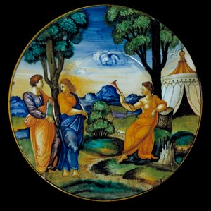 Majolikaplatte von Francesco Xanto Aveli, darstellend den Parnass von Francesco Xanto Avelli