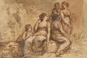 Fünf junge Frauen in einer Landschaft, 1702-88 von Francesco Zuccarelli
