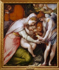 Madonna mit Kind und zwei Engeln von Francesco de Rossi Salviati