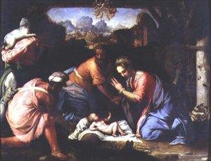 Anbetung der Hirten, ca. 1525 von Francesco de Rossi Salviati Cecchino