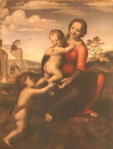 Madonna des Brunnens oder Madonna und Kind mit dem jungen Johannes dem Täufer, ca. 1503-09