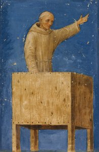 Der heilige Bernardino predigt von einer Kanzel, ca. 1470-75