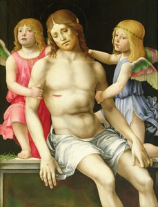 Kreuzabnahme (Toter Christus zwischen zwei Engeln), ca. 1490