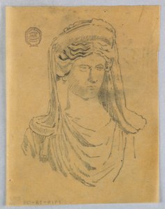 Skizze einer Frauenbüste von Francis Augustus Lathrop