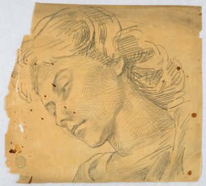 Skizze eines Frauenkopfes von Francis Augustus Lathrop