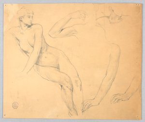 Skizzen eines weiblichen Aktes und Arme von Francis Augustus Lathrop