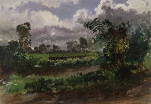Ein Blick über den Garten des Künstlers von seinem Haus in Exmouth, Devonshire von Francis Danby
