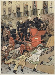 London: Eine Feuerwehr (Farblithografie) von Francis Donkin Bedford
