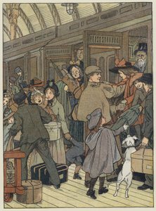 London: Der Londoner Bahnhof (Farblithografie) von Francis Donkin Bedford