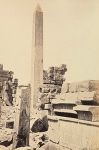 "Ägypten und Palästina": Granitobelisk, erbaut von Pharao Thutmosis I. und Königin Hatschepsut im großen Tempel von Amun-Ra, Karnak, Ägypten