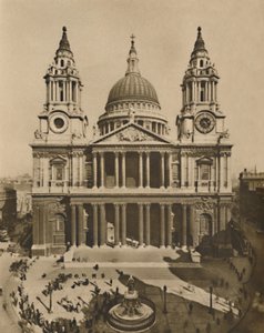 Die große Kirche, die von Wren an der Stelle der alten St. Pauls erbaut wurde, um 1935 von Frith and Co