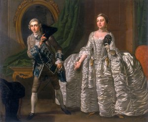 David Garrick und Hannah Pritchard in einer Szene aus Der misstrauische Ehemann, 1752 von Francis Hayman