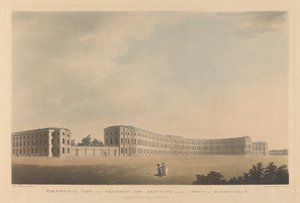 Perspektivische Ansicht des Crescent, der in der Nähe der Stadt Birmingham errichtet wird von Francis Jukes