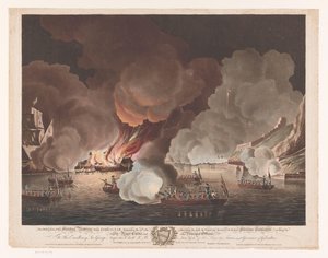 Die Zerstörung der schwimmenden Batterien vor Gibraltar, 14. September 1782