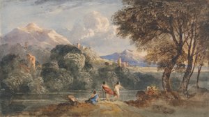 Klassische Landschaft mit Figuren