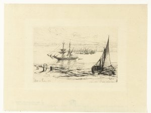 Ein Schiff vor Anker von Francis Seymour Haden (Sir) (signed by artist)