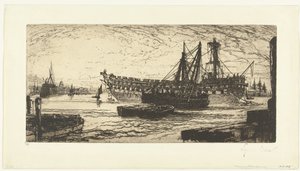 Abwracken des Schiffes Agamemnon von Francis Seymour Haden (Sir) (signed by artist)