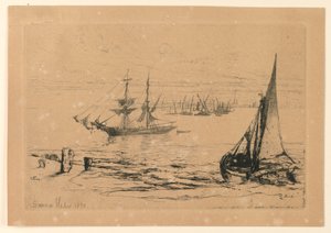 Eine Brigg vor Anker
