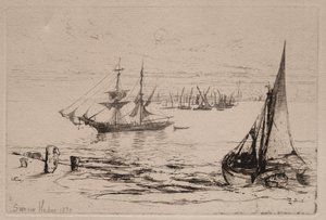 Eine Brigg vor Anker