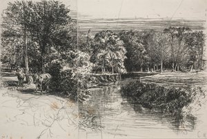 Dundrum River und die zwei Esel, 1863 von Francis Seymour Haden