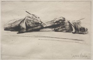 Hände beim Radieren von Francis Seymour Haden