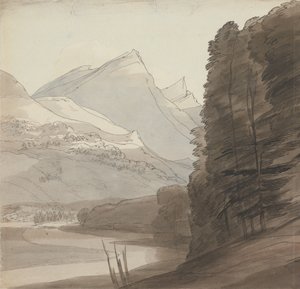Am Rhein nahe der Quelle, Licht von rechts von Francis Towne