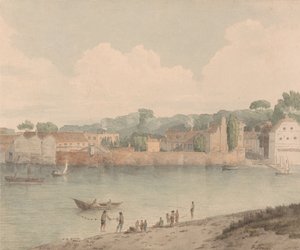 Vauxhall Stairs, von Millbank, 5. Juli 1797 von Francis Towne