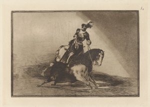 Karl V. speert einen Stier in der Arena von Valladolid, Platte 10 aus La tauromaquia von Francisco de Goya