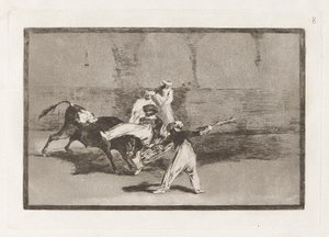 Cogida de un moro estando en la plaza (Ein Maure wird in der Arena vom Stier gefangen), Platte 8 aus La tauromaquia