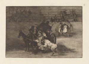 Kampf in einer Kutsche, die von zwei Maultieren gezogen wird von Francisco de Goya