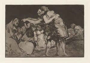 Disparate desordenado (Unordentliche Torheit) oder Disparate matrimonial (Eheliche Torheit), auch bekannt als La que mal marida nunca le falta que diga (Die schlecht Verheiratete verpasst nie eine Gelegenheit, es zu sagen), aus der Serie Los disparates (Di von Francisco de Goya