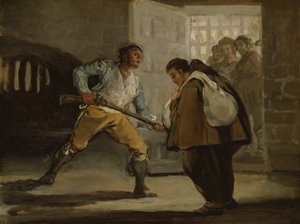 El Maragato bedroht Pater Pedro de Zaldivia mit seiner Waffe, ca. 1806