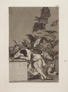 Der Schlaf der Vernunft gebiert Ungeheuer, Bl. 43 aus der Serie Los Caprichos von Francisco de Goya