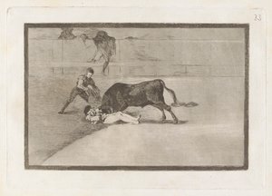 Der unglückliche Tod von Pepe Illo in der Arena von Madrid, Platte 33 aus La tauromaquia