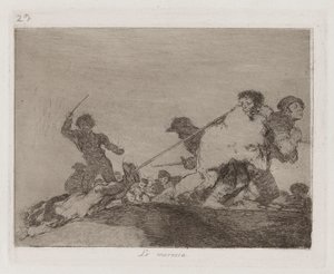 Er verdiente es (Lo merecia), Platte 29 aus Los desastres de la guerra (Die Schrecken des Krieges) von Francisco de Goya