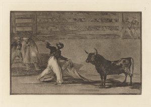 Ursprung der Harpunen oder Banderillas, Platte 7 aus La tauromaquia von Francisco de Goya