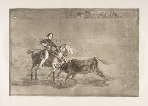 Tafel 22 aus der Tauromaquia: Männlicher Mut der berühmten Pajuelera in [der Arena] bei..., 1816