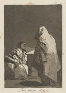 Que viene el loco. (Hier kommt der Bogey-Mann), pl. 3 aus der Serie Los caprichos von Francisco de Goya