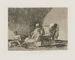 Die Gesunden und die Kranken, pl. 57 aus der Serie Die Schrecken des Krieges von Francisco de Goya