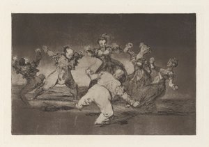 Wenn Marion tanzen will, muss sie die Konsequenzen tragen, aus der Serie Los disparates (Los proverbios) von Francisco de Goya