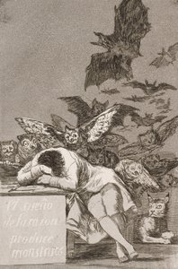 Der Schlaf der Vernunft gebiert Ungeheuer (Nr. 43), aus Los Caprichos von Francisco de Goya