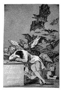 Der Schlaf der Vernunft gebiert Ungeheuer, 1799 von Francisco de Goya