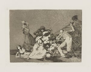 Und sie sind wie wilde Bestien, pl. 5 aus der Serie Die Schrecken des Krieges von Francisco de Goya