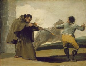 Bruder Pedro erschießt El Maragato, während sein Pferd davonläuft, ca. 1806