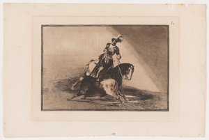 Tafel 10 aus La Tauromaquia: Karl V. spießt einen Stier in der Arena von Valladolid auf, 1816, gedruckt 1876 von Francisco Jose de Goya y Lucientes
