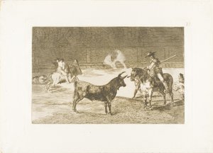 Der berühmte Picador, Fernando del Toro, zieht das wilde Tier mit seinem Pique an, Platte 27 aus Die Kunst des Stierkampfs