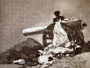 Die Schrecken des Krieges: Que Valor! (Welcher Mut) (Detail) von Francisco Jose de Goya y Lucientes